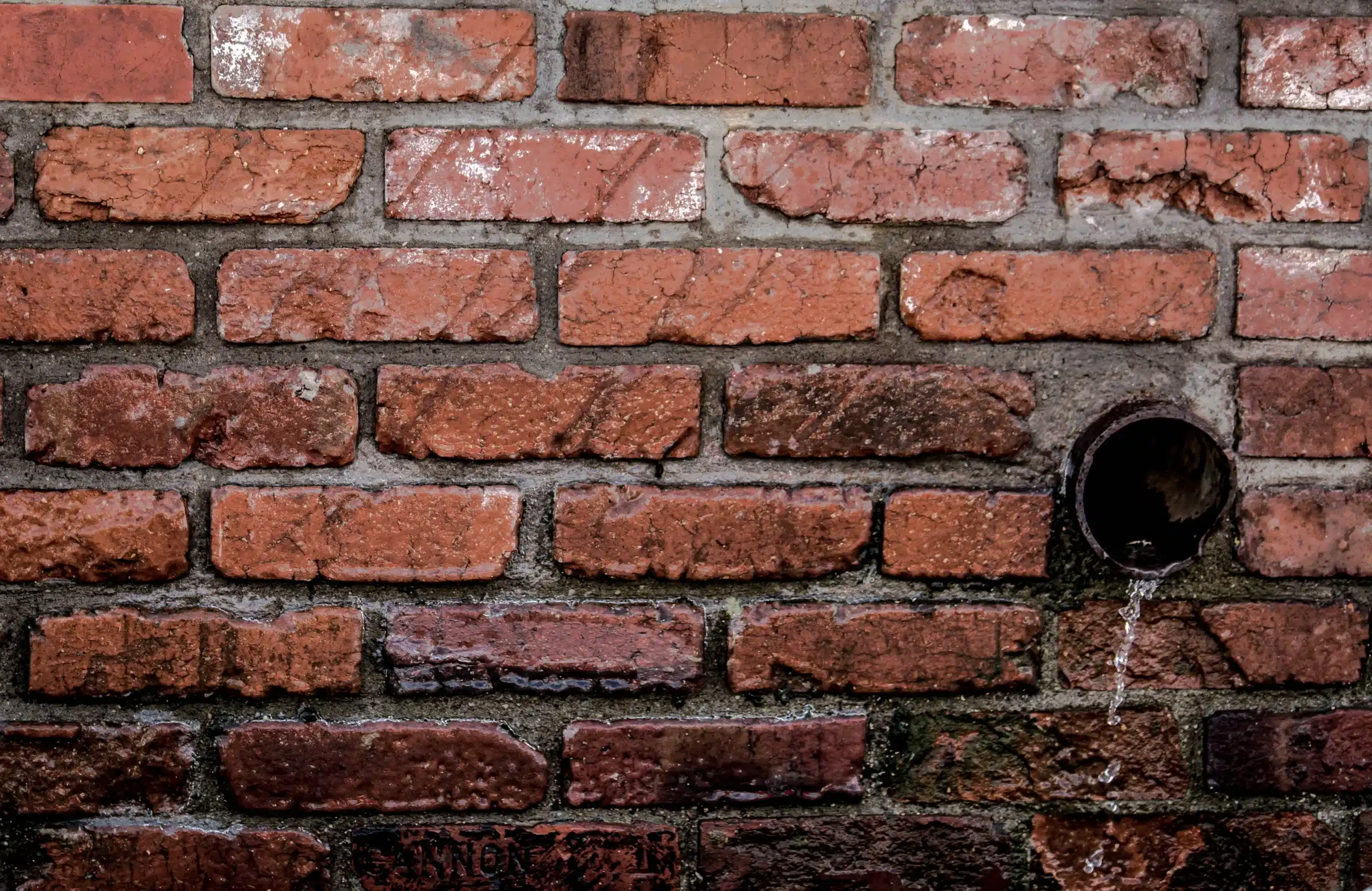 Façade humide non-traité avec un produit hydrofuge